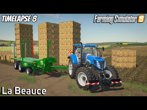 Ending harvest & Bale collecting with Heston |Animals in La Beauce|Timelapse #8|Farming Simulator 19