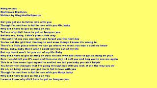 Hung on you - The Righteous Brothers with lyrics