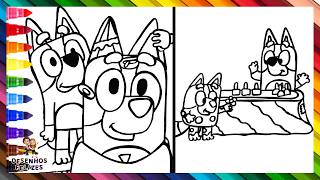 Desenhar E Colorir Bluey e Bingo brincando de salão de beleza 🐶💅✂️ Desenhos para crianças