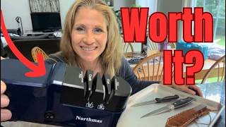 Electric Knife Sharpener. Home Pro Use: Common + Serrated. 2 Stages = Quick Sharpening & Polishing