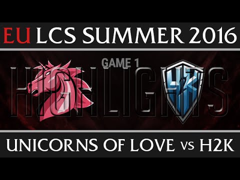 Unicorns of Love vs H2K Game 1 Highlights, EU LCS W9D1 Summer 2016 Season 6, UOL vs H2K G1