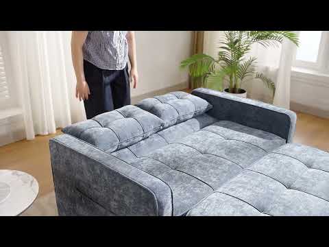Silva 2 Seater Blue Chenille Convertible Sofa Bed