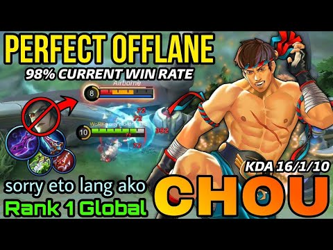 The Perfect Offlaner Chou 98% Win Rate S18!!   Top 1 Global Chou by sorry eto lang ako   MLBB