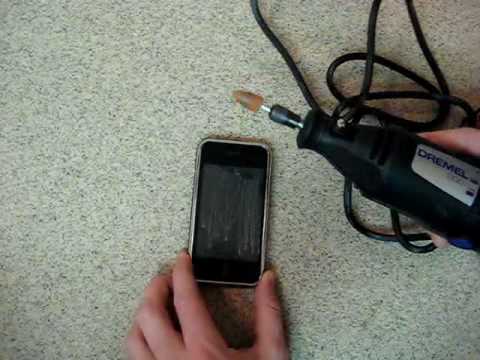 XO Skins Scratch Protector Demo, Drill bit and dremel on a cell phone screen protector.