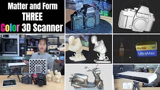 Color 3D Scanner: THREE by Matter and Form, DLP projector, auto turn table, built-in software