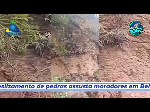 Deslizamento de pedras assusta moradores em Bela Vista de Minas/MG.