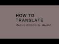 TA YADDA AKE FASSARA KALMOMIN MATHEMATICS DA HAUSA