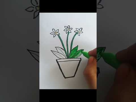 How to Draw flower pot drawing#shorts#ytshorts#art#flowers#viral#Swarupa rangoli&arts