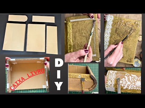 CAIXA LIVRO | RECICLAGEM DE PAPELÃO Você vai amar essa ideia.DIY #recycle #diycrafts #diy #vintage