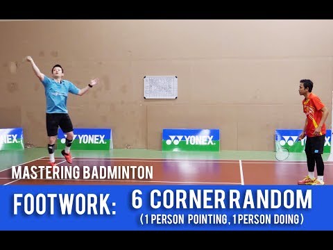 Mastering Badminton: Footwork - 6 Corner Random (1 person pointing, 1 person doing)
