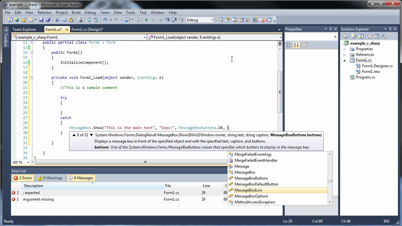 C#.Net Tutorial 2 - Controls, Comments, Variables, and Data Types