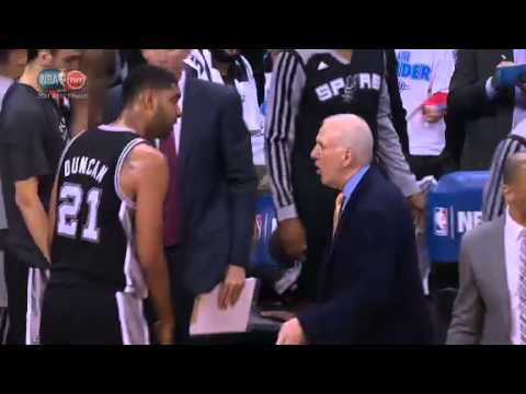 Tim Duncan & Gregg Popovich Trashtalking to each other Game 4 #NBAPlayoffs