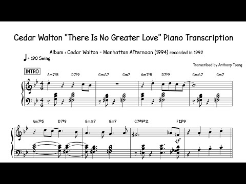 Cedar Walton "There Is No Greater Love" Piano Transcription