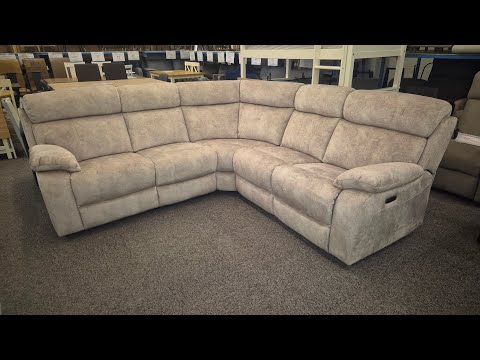 MBMegaBargains | Cream Plush Suede Fabric Power Recliner Corner Sofa with Power Headrests