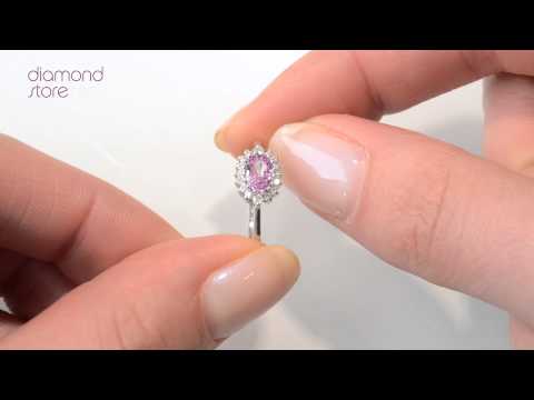 FET21-RUY - 18K White Gold Diamond and Pink Sapphire Ring 0.14ct