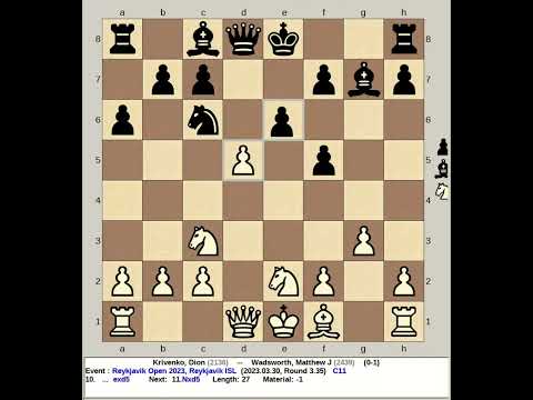 Krivenko, Dion vs Wadsworth, Matthew J | Reykjavik Chess Open 2023, Iceland