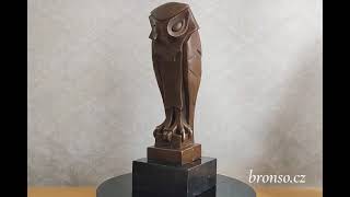Sova – bronzová socha sovy – Art Deco, Johan Coenraad Altorf