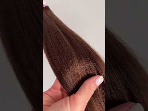 Волосся для стрічкового нарощування, 45 см, пряме, 20 пасм, темно-коричневе (02) video
