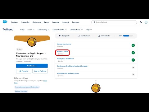 Manage Chatter | Customize an Org to Support a New Business Unit | Trailhead | Salesforce | Intern