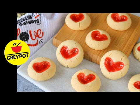 Valentine's Day Cookies | 3 Ingredient Vegan Cookies No Egg No Butter Drop Cookies Thumbprint Cookie