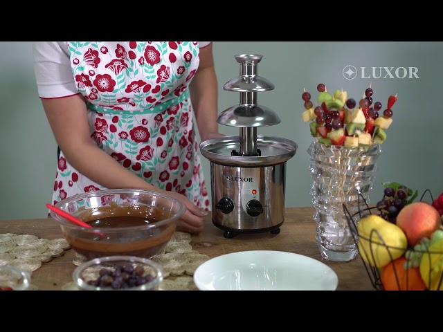 Vídeo relacionado con Bestron Fuente de chocolate con 3 niveles, pequeña fuente de chocolate con función de mantenimiento del calor, 60 vatios, color: rosa