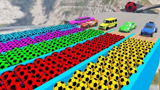 Cars vs Portal Trap With Slide Colors | Long Cars Transportation Ball | BeamNG.Drive | Reaction