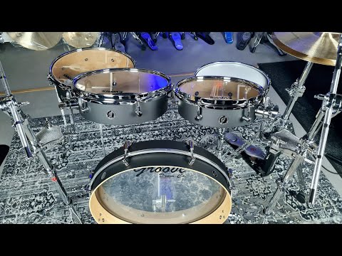 Groove Drum Co. Pancake Drums - 22",10,12,14"+12 Flat Black