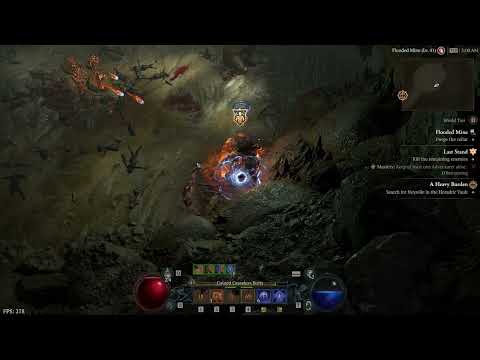 Diablo IV Shock Sorcerer burst with Charged Bolts and Unstable Currents (Veteran difficulty)