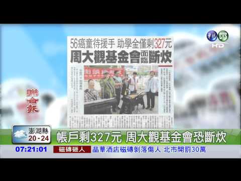 帳戶剩327元 周大觀基金會恐斷炊