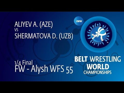 1/4 FW - Alysh WFS 55: A. ALIYEV (AZE) df. D. SHERMATOVA (UZB) by DQ, 2-0