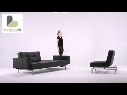 SPLITBACK von INNOVATION Schlafsofa & Sessel mit Armlehnen - Kunstleder Schwarz - mysofabed.de