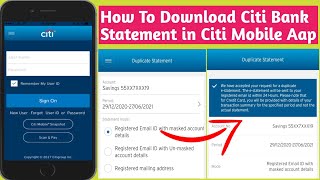 How To Download Account Statement In Citi Mobile App |Citibank Statement Online Download PDF Format