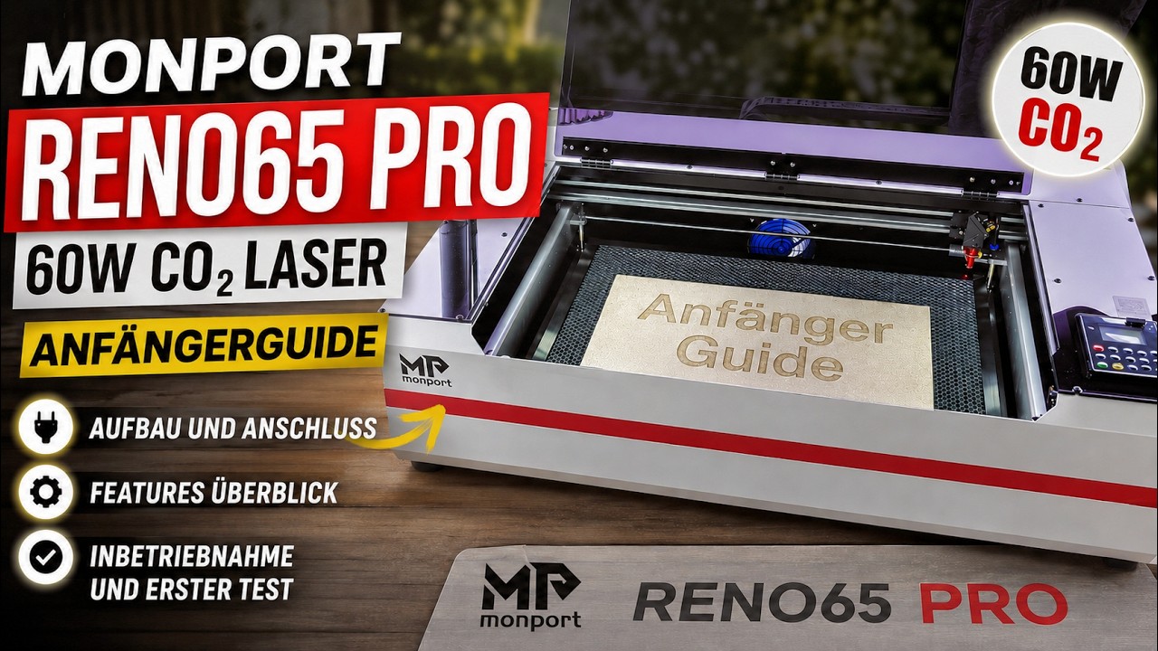 Anfängerguide: Monport Reno65 PRO 65W Desktop CO2 Laser Engraver & Cutter