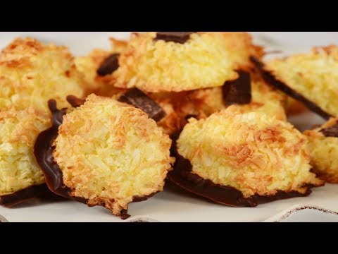 Chocolate Dipped Coconut Macaroons (Classic Version) - Joyofbaking.com