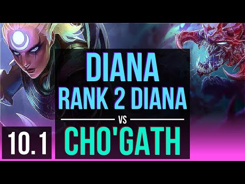 DIANA vs CHO'GATH (MID) (DEFEAT) | Rank 2 Diana, 1.9M mastery points | NA Grandmaster | v10.1