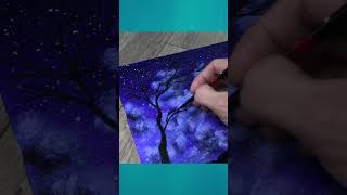 🤩🤩🤩 Super easy night sky painting 🤩🤩🤩 #shorts video