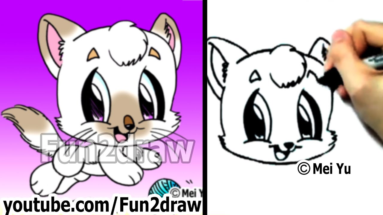 How to Draw a Cat - Learn to Draw - Cute Drawings - Fun2draw: Online Drawing Lessons Learn from Home
