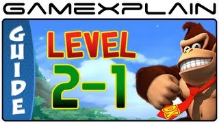 Donkey Kong Country Returns 3D: Poppin' Planks 2-1 (Puzzle Pieces, KONG Letters Guide, Walkthrough)