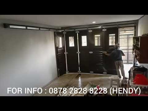 #155 REL PINTU GARASI BESI SLIDING MODEL PANEL MINIMALIS KOMBINASI KACA POWDER COATING