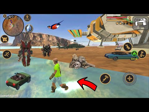 Vegas Crime Simulator (Vega Hero Fight Huge Car Robot) 💪Red Car Robot Freez Army Helicopter - HD