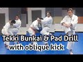 Tekki Bunkai Pad Drill With Oblique Kick
