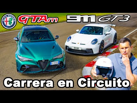 Nuevo Alfa Giulia GTAm vs Porsche 911 GT3: CARRERA EN CIRCUITO y prueba 0-160km/h-0!
