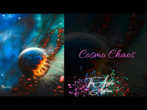 How to Paint a Cosmic Galaxy Exploding Planet | Acrylic Time-lapse tutorial| The Acrylic Asylum
