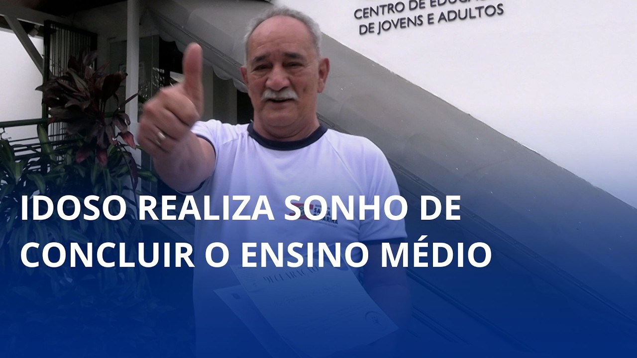 Idoso realiza sonho de concluir o ensino médio