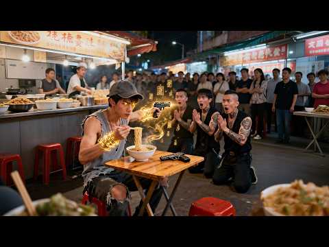 混混搶劫麵館無人可攔，豈料角落吃麵的小夥竟是剛出獄的槍神！一槍打爆混混腦袋震驚全場，嚇尿惡霸送出全部家產當場叫[爸爸]，開啟暴爽復仇人生！ #吃麵的狠人