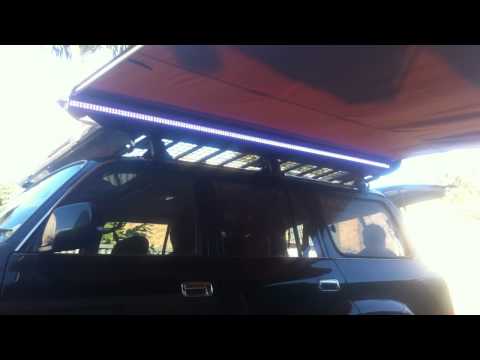 L.E.D. light strip on ARB awning on 80 series Landcruiser