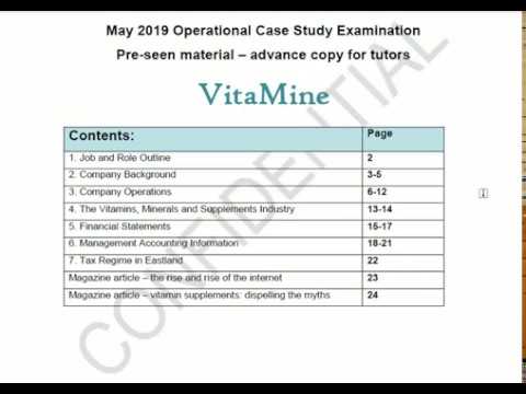 CIMA Operational Case Study Pre-seen Analysis - May 2019 (Vitamine)
