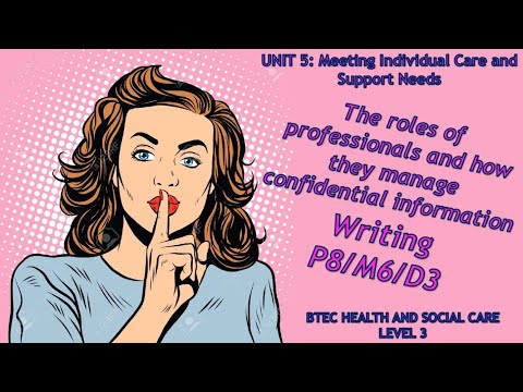 Unit 5: Meeting individual care needs - How to write P8 M6 D3 - BTEC Health & Social Care Level 3