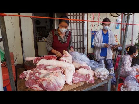 Phsa Kramoun (Russey Keo) Lockdown - Walking Tour To Food Market Around My Area Lockdown on Morning