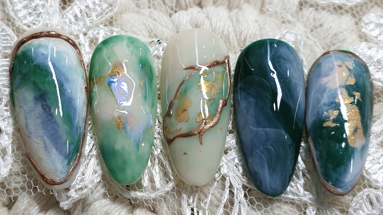 Fall In Nails - Enjoy New Day With Green - Blue Splatter Nail Design So Easy